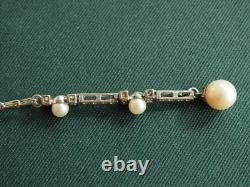 Antique Solid Silver Pearl Necklace