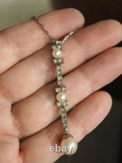 Antique Solid Silver Pearl Necklace