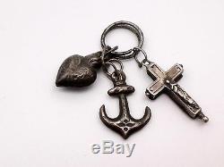 Antique Solid Silver Pendant 3 Virtues Heart Anchor & Cross Reliquary XIX