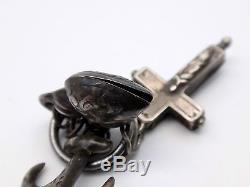 Antique Solid Silver Pendant 3 Virtues Heart Anchor & Cross Reliquary XIX