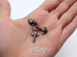 Antique Solid Silver Pendant 3 Virtues Heart Anchor & Cross Reliquary XIX