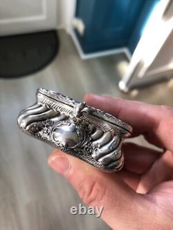 Antique Solid Silver Pill Box, 18th Century Hanau, 66.4g, Gallant Scene