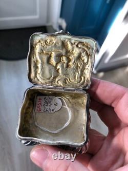 Antique Solid Silver Pill Box, 18th Century Hanau, 66.4g, Gallant Scene