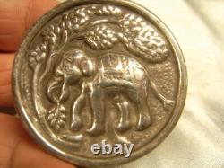 Antique Solid Silver Pill Box, Elephant Animal Sculpture Box