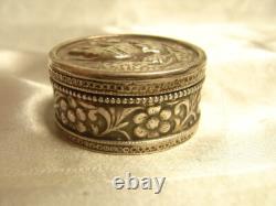Antique Solid Silver Pill Box, Elephant Animal Sculpture Box