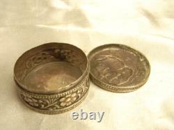 Antique Solid Silver Pill Box, Elephant Animal Sculpture Box
