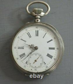 Antique Solid Silver Pocket Watch 15 Rubies 19th Century