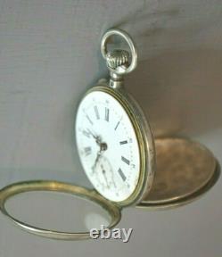 Antique Solid Silver Pocket Watch 15 Rubies 19th Century