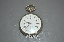 Antique Solid Silver Pocket Watch 15 Rubies 19th Century