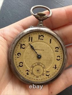 Antique Solid Silver Pocket Watch with Key Wind for Art Nouveau Parts