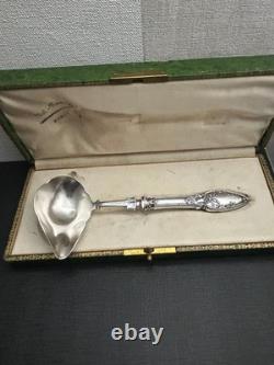 Antique Solid Silver Porridge Spoon with Box