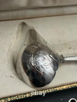 Antique Solid Silver Porridge Spoon with Box