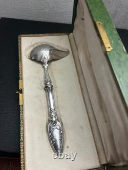 Antique Solid Silver Porridge Spoon with Box