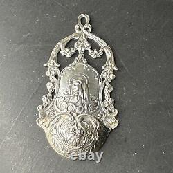 Antique Solid Silver Religious Art Nouveau Virgin Mary Holy Water Font 1930