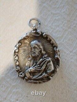 Antique Solid Silver Reliquary French 4 Saints in Latin 19th Century