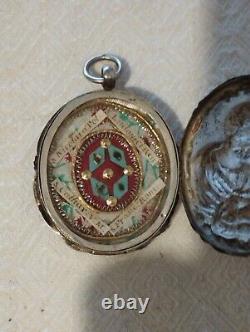 Antique Solid Silver Reliquary French 4 Saints in Latin 19th Century