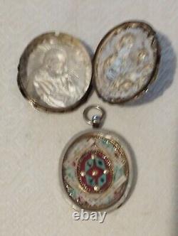 Antique Solid Silver Reliquary French 4 Saints in Latin 19th Century