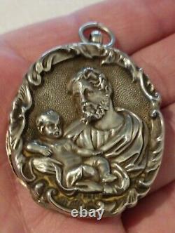 Antique Solid Silver Reliquary French 4 Saints in Latin 19th Century