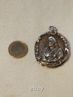 Antique Solid Silver Reliquary French 4 Saints in Latin 19th Century