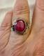 Antique Solid Silver Ring Crafted With Genuine Imposing Ruby
