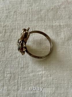Antique Solid Silver Ring with 4 Genuine Citrines Size 56