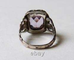 Antique Solid Silver Ring with Amethyst Jewelry