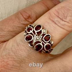Antique Solid Silver Ring with Garnet and Fine Pearl Hallmark