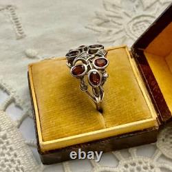 Antique Solid Silver Ring with Garnet and Fine Pearl Hallmark