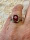 Antique Solid Silver Ring With Large Genuine Ruby