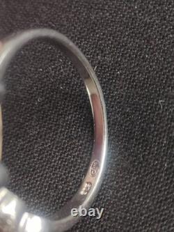 Antique Solid Silver Ring with Stones to Identify, Size 62, 2 Hallmarks