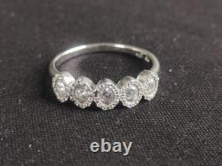 Antique Solid Silver Ring with Stones to Identify, Size 62, 2 Hallmarks