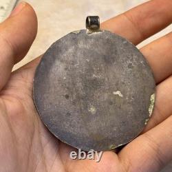 Antique Solid Silver Roman Emperor Portrait Amulet Pendant