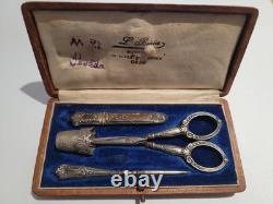 Antique Solid Silver Sewing Kit Oran Algeria L. Beria #K29