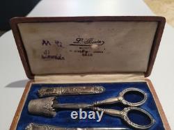Antique Solid Silver Sewing Kit Oran Algeria L. Beria #K29