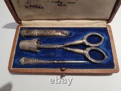 Antique Solid Silver Sewing Kit Oran Algeria L. Beria #K29