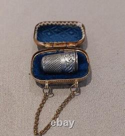 Antique Solid Silver Sewing Thimble and its Art Nouveau Handbag-shaped Case