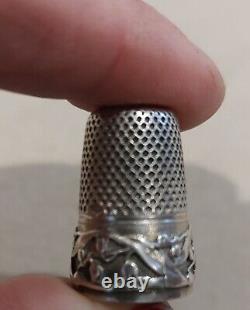 Antique Solid Silver Sewing Thimble and its Art Nouveau Handbag-shaped Case