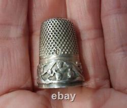 Antique Solid Silver Sewing Thimble and its Art Nouveau Handbag-shaped Case