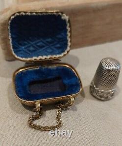 Antique Solid Silver Sewing Thimble and its Art Nouveau Handbag-shaped Case