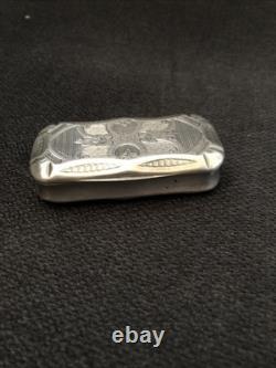 Antique Solid Silver Snuff Box Decorated with Ironwork Designs in Which