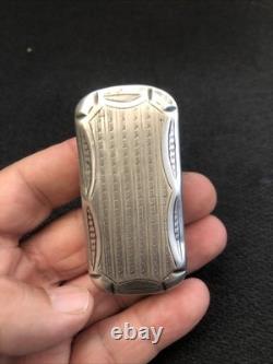 Antique Solid Silver Snuff Box Decorated with Ironwork Designs in Which