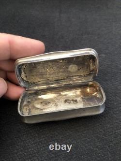 Antique Solid Silver Snuff Box Decorated with Ironwork Designs in Which
