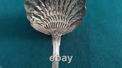 Antique Solid Silver Sugar Sifter Spoon with Minerva Hallmark, Louis XV Style