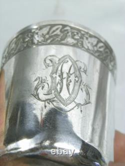 Antique Solid Silver Timbale with Minerva Mark, Curon Glass, 62.30 g