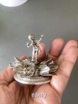 Antique Solid Silver Toothpick Holder (ARG 1000) Cherub / Putti Figurine