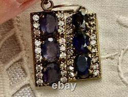 Antique Solid Silver Vermeil Earrings with Topaz and Amethyst