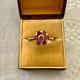 Antique Solid Silver Vermeil Garnet Flower Ring Hallmark