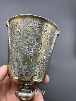 Antique Solid Silver Vermeil Minerva Hallmarked Chalice Glass