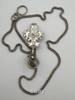 Antique Solid Silver Watch Holder / Clip signed Alfred Quantin, 19th Century