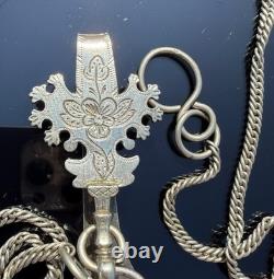 Antique Solid Silver Watch Holder / Clip signed Alfred Quantin, 19th Century